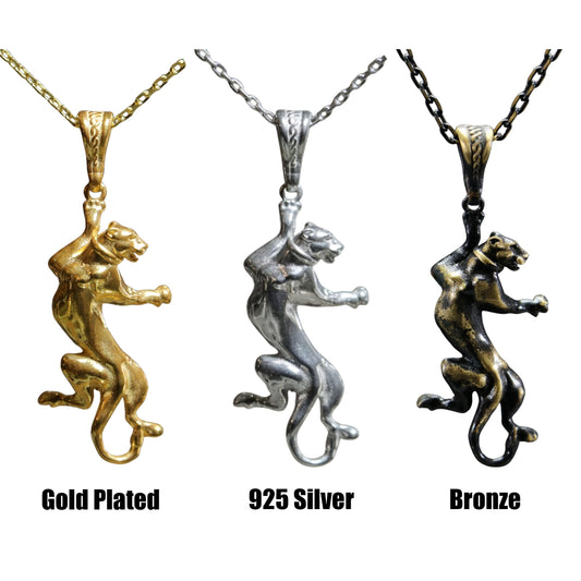 Tiger 925 Silver Gold Plated Necklace