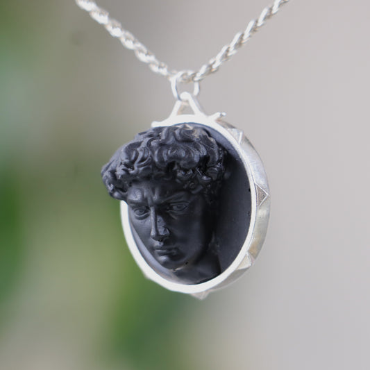 Black Marble David 925 Silver Necklace