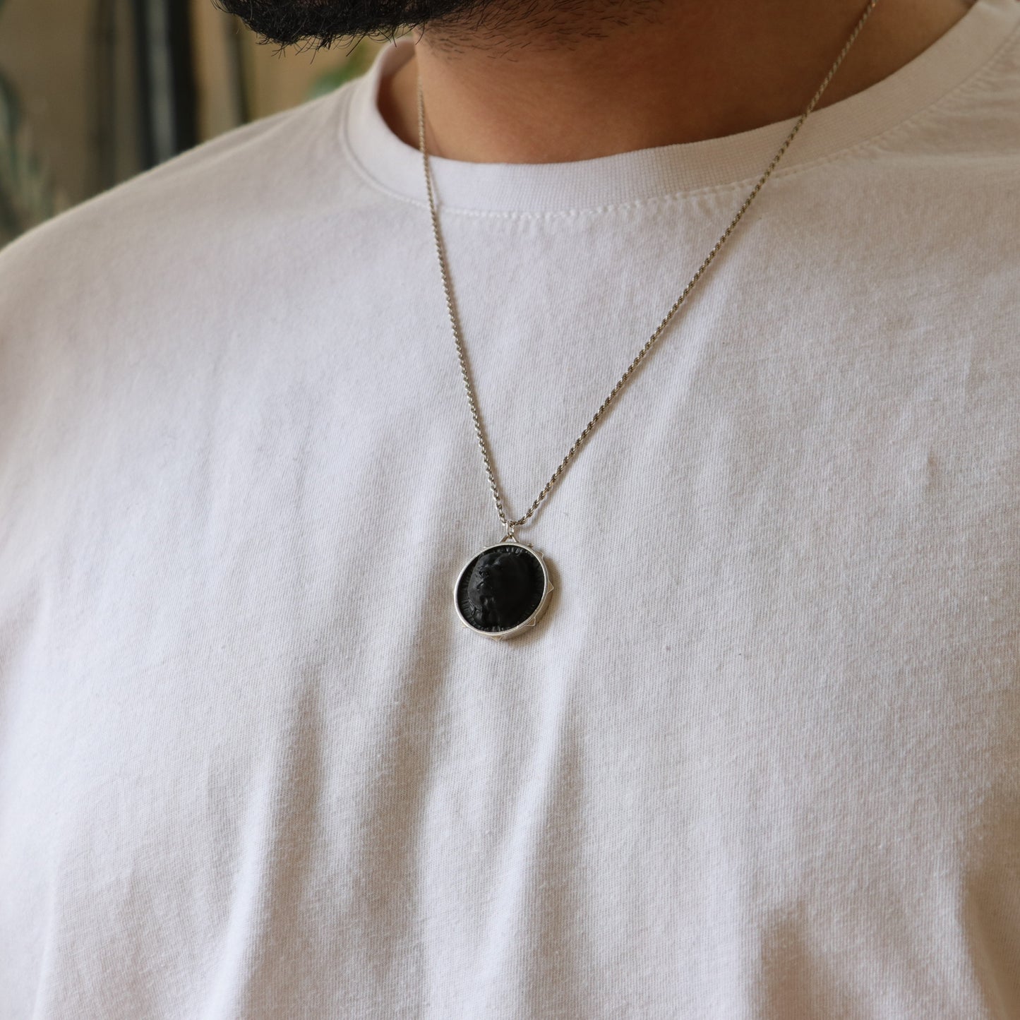 Marble Lion 925 Silver Gold Plated Necklace