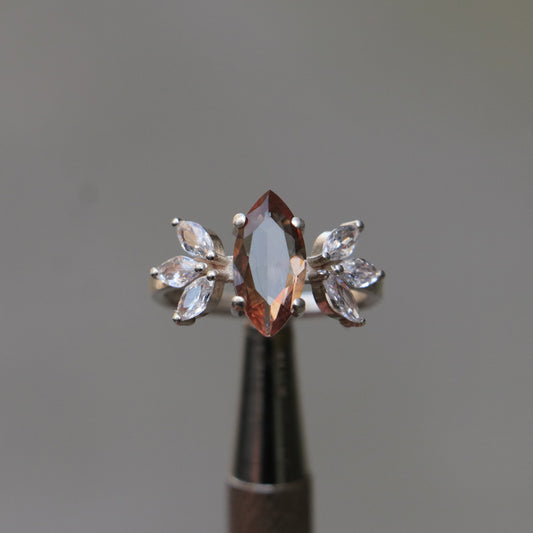 Marquise Zultanite and Moissanite 925 Silver Ring