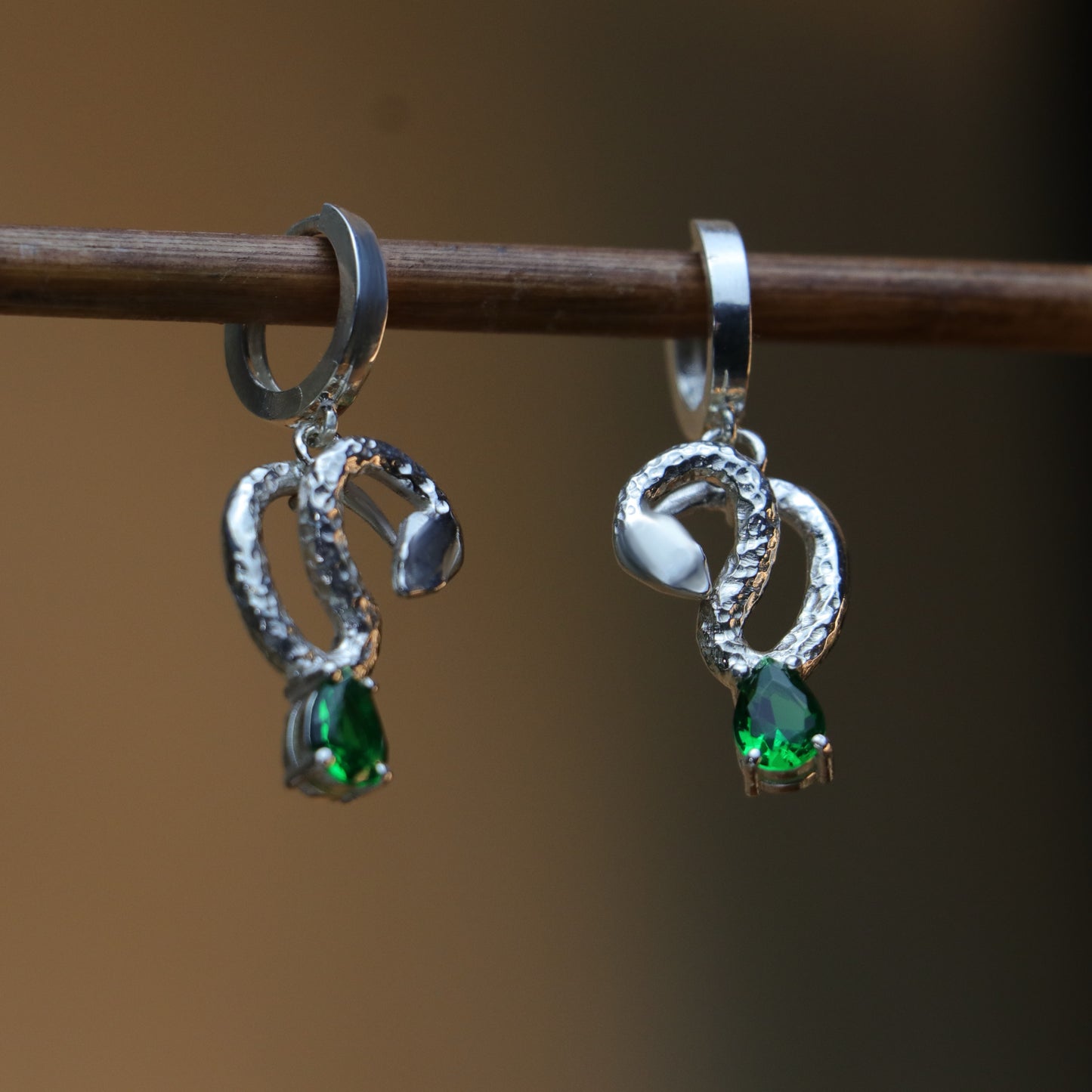 925 Silver Earring with Drop Jade Stone
