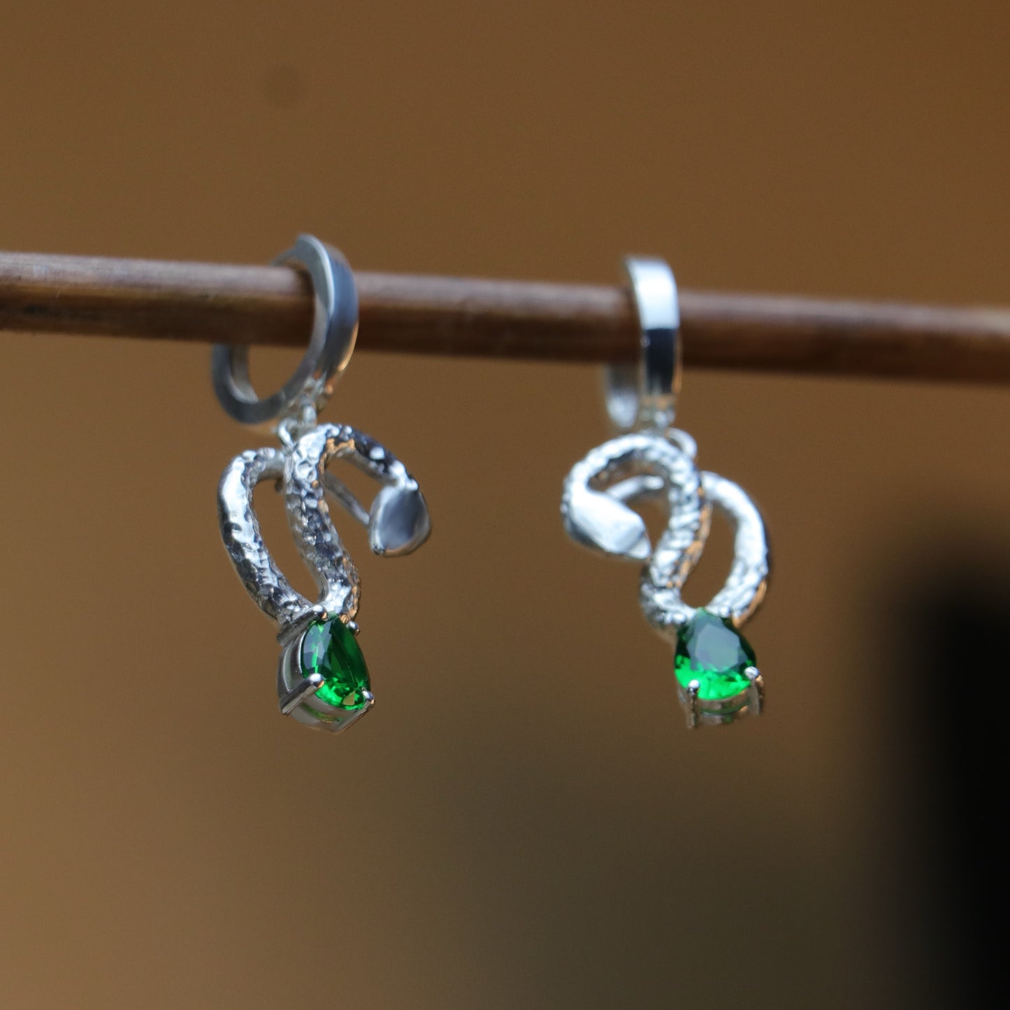 925 Silver Earring with Drop Jade Stone