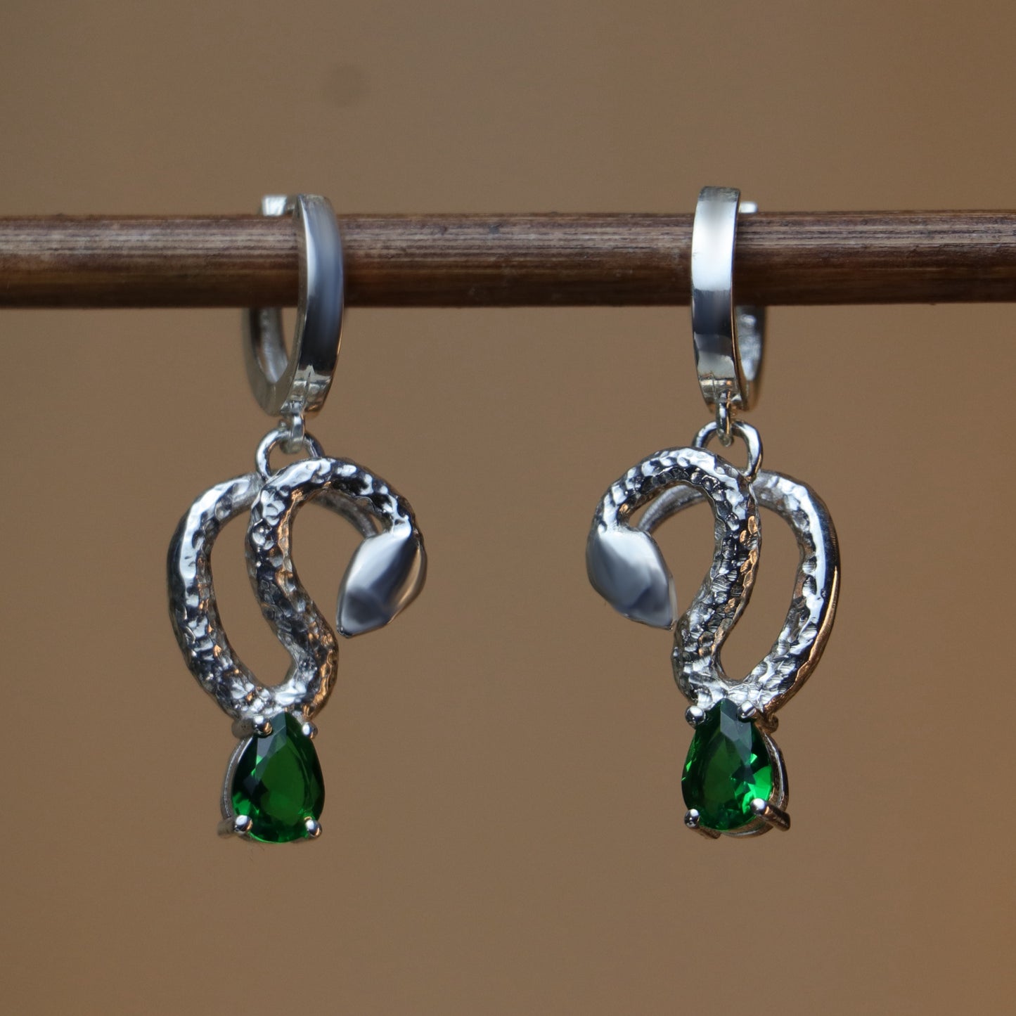 925 Silver Earring with Drop Jade Stone