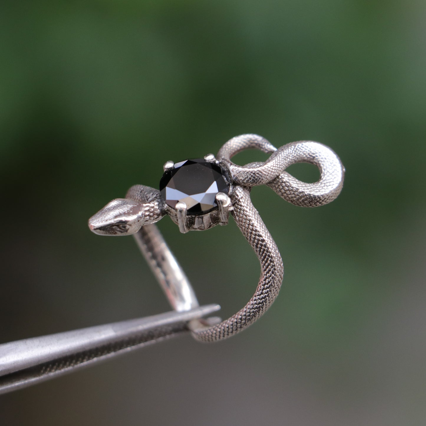 Emerald Snake 925 Silver Gold Plated Ring