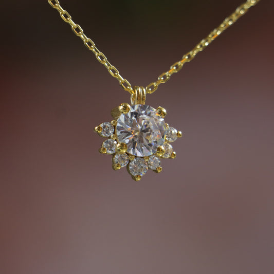 Mozanit Altın Kaplama 925 Gümüş Kolye