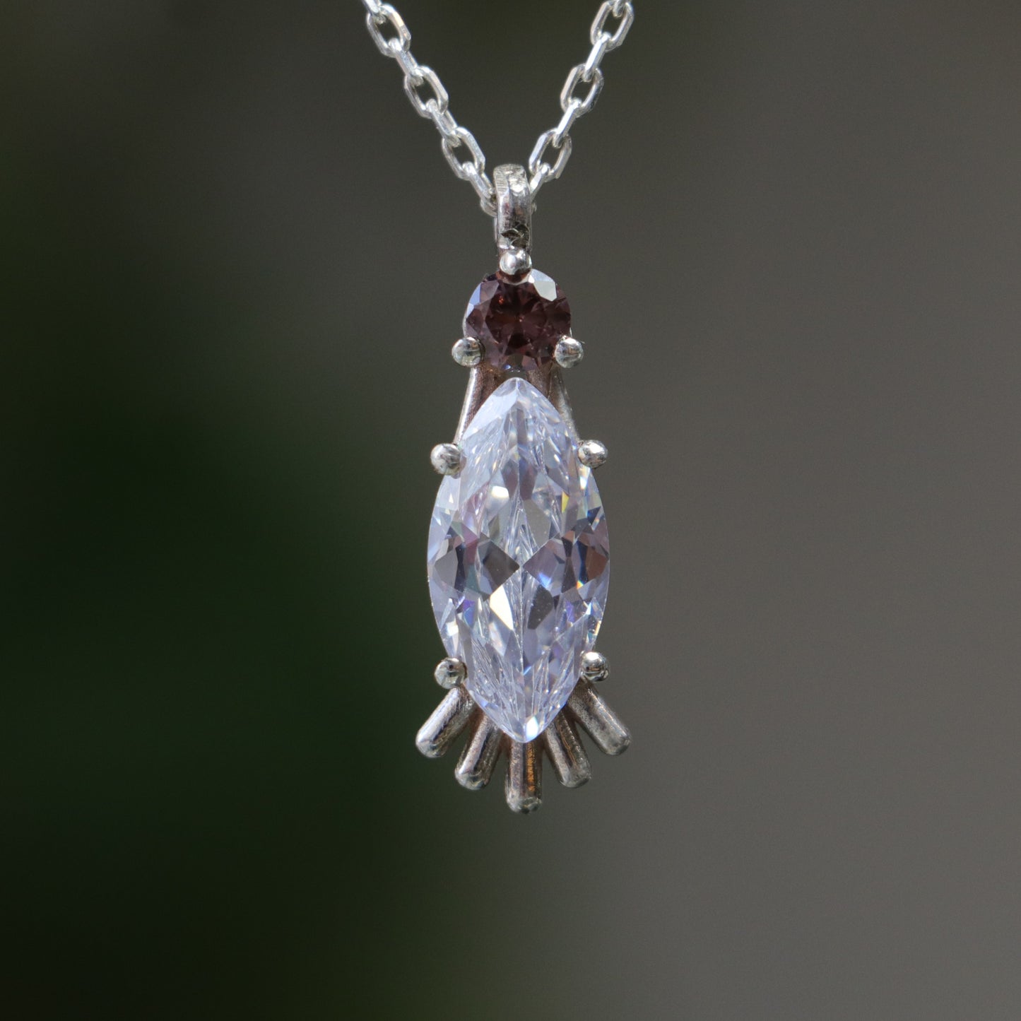 Marquise Moissanite and Brown Moissanite 925 Silver Necklace