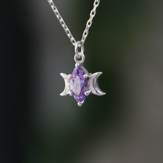 Marquise Amethyst 925 Silver Necklace