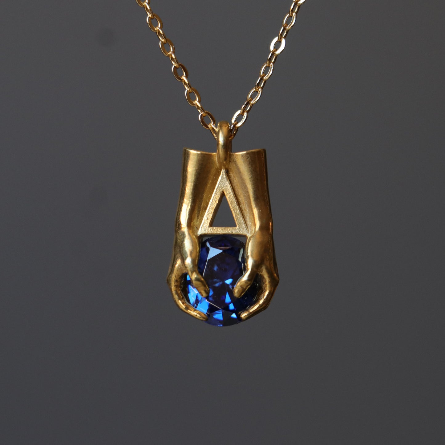 Mini Avuç Oval Tanzanite Altın Kaplama 925 Gümüş Kolye