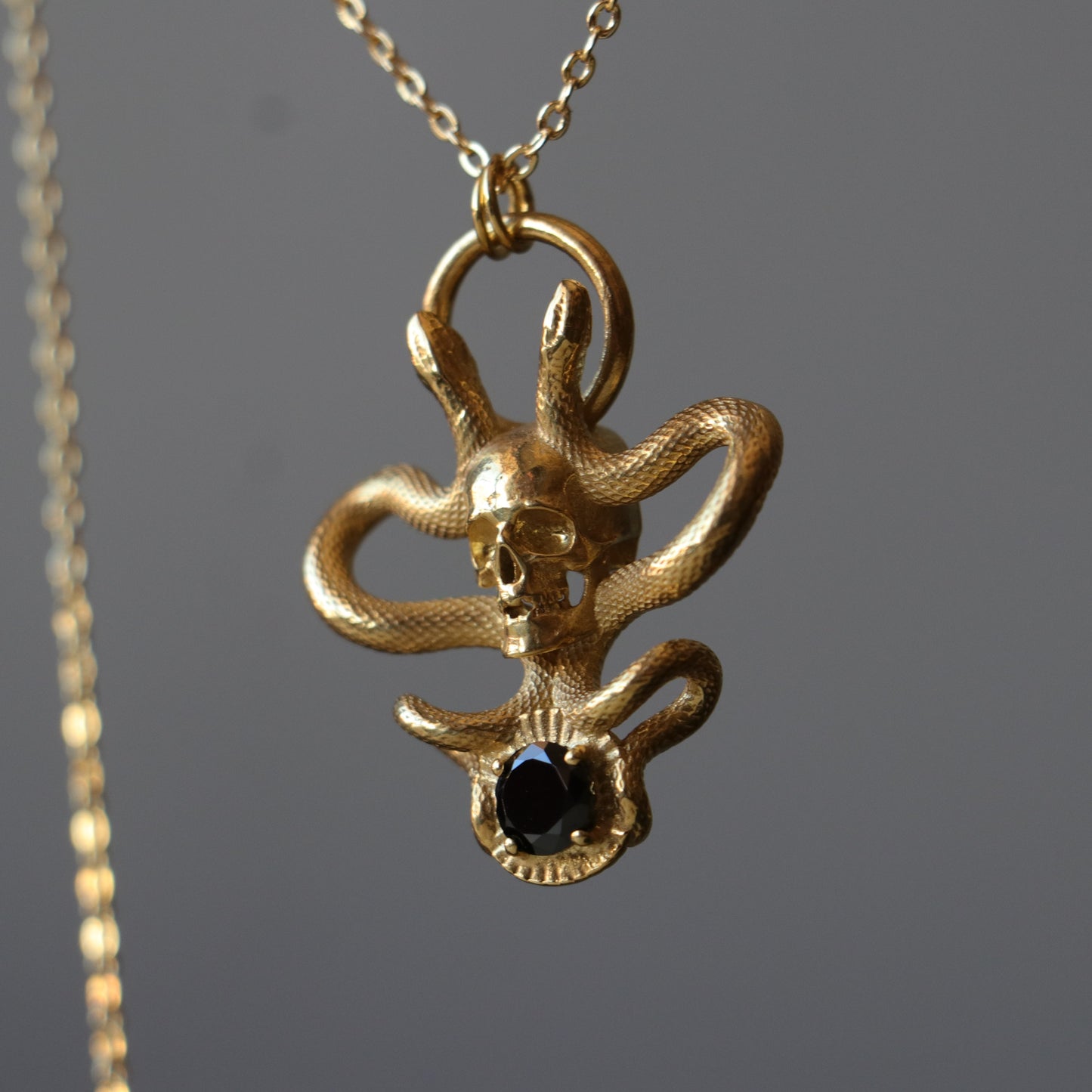 Memento Mori and Snake Oniks 925 Gümüş Kolye