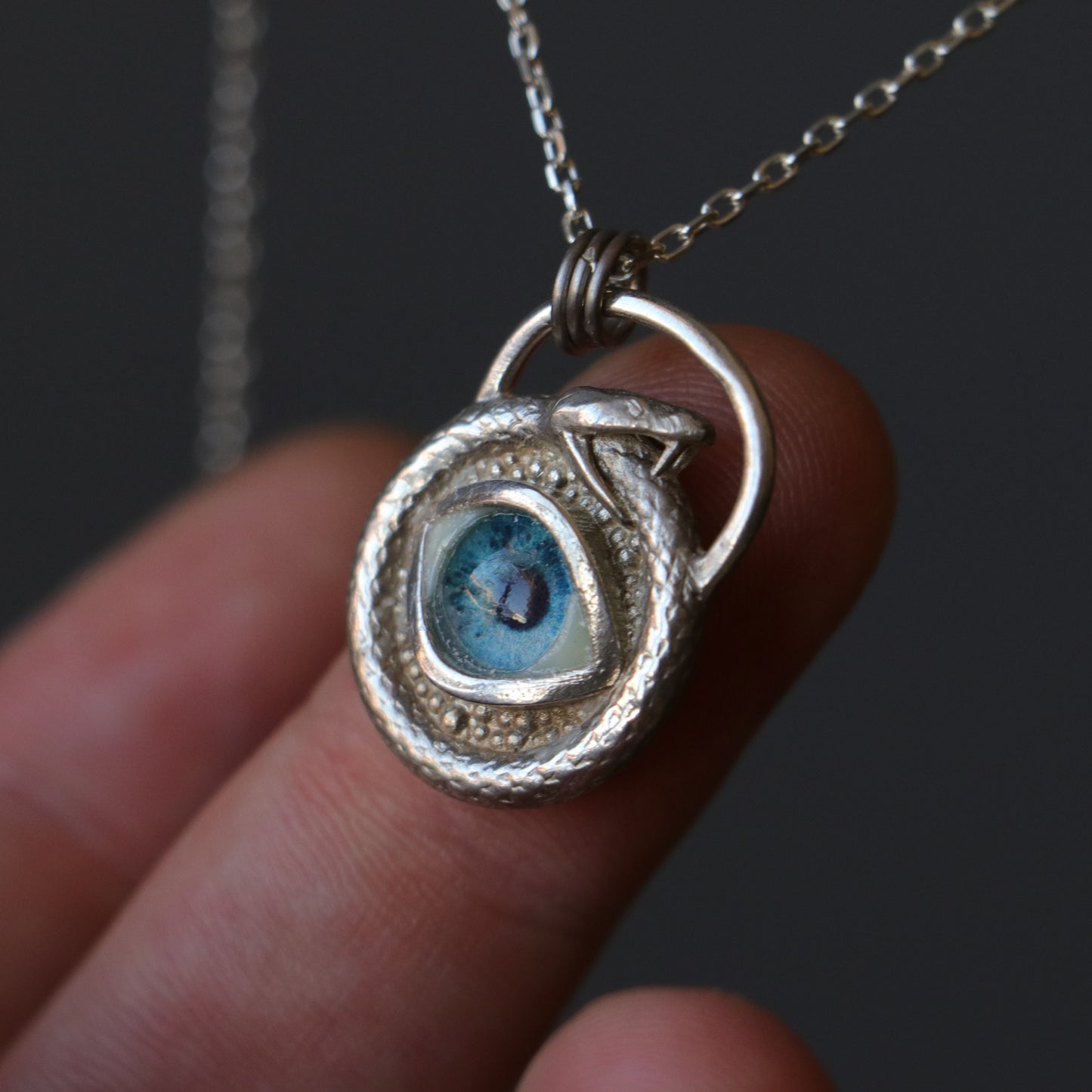 Ouroboros Mavi Göz 925 Gümüş Kolye