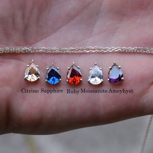 Minimal Damla Safir 925 Gümüş Kolye