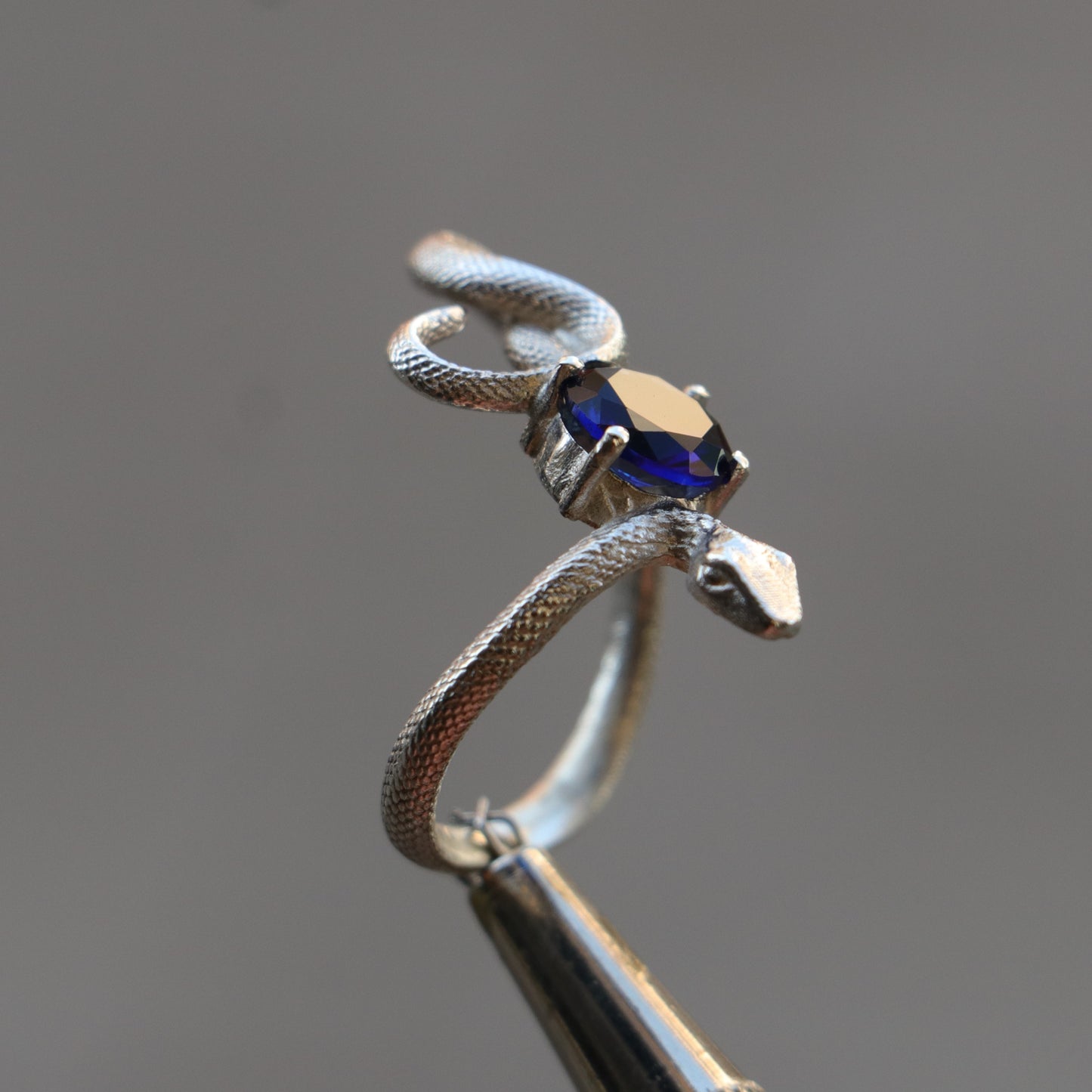 Emerald Snake 925 Silver Gold Plated Ring