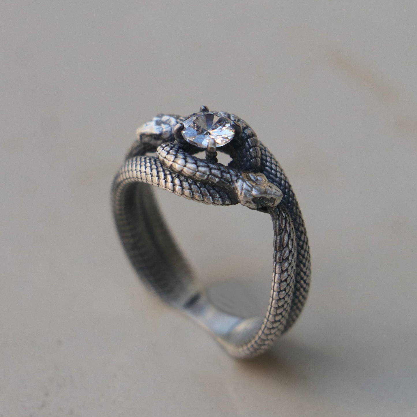 Tanzanite Ouroboros 925 Silver Gold Plated Ring