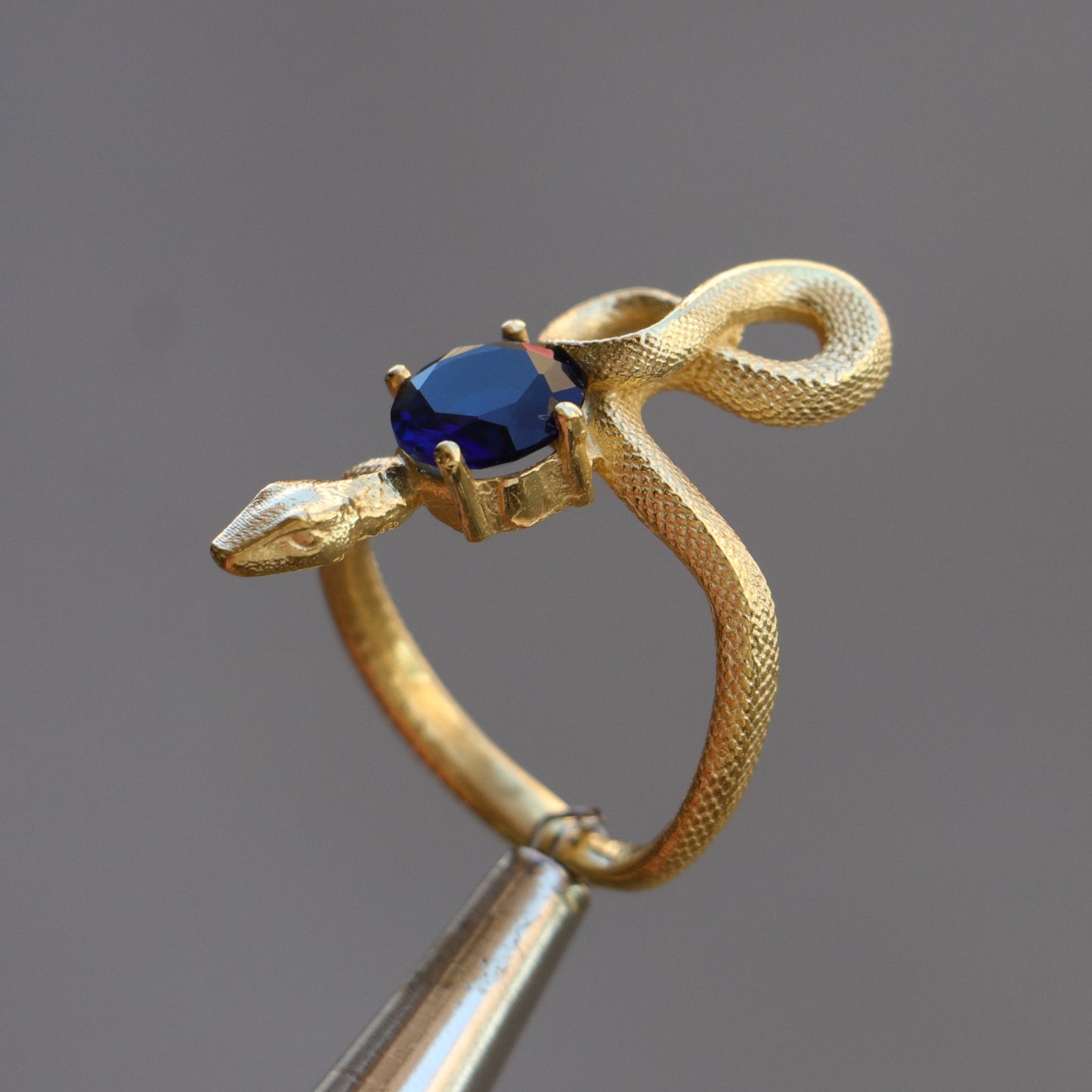 Emerald Snake 925 Silver Gold Plated Ring