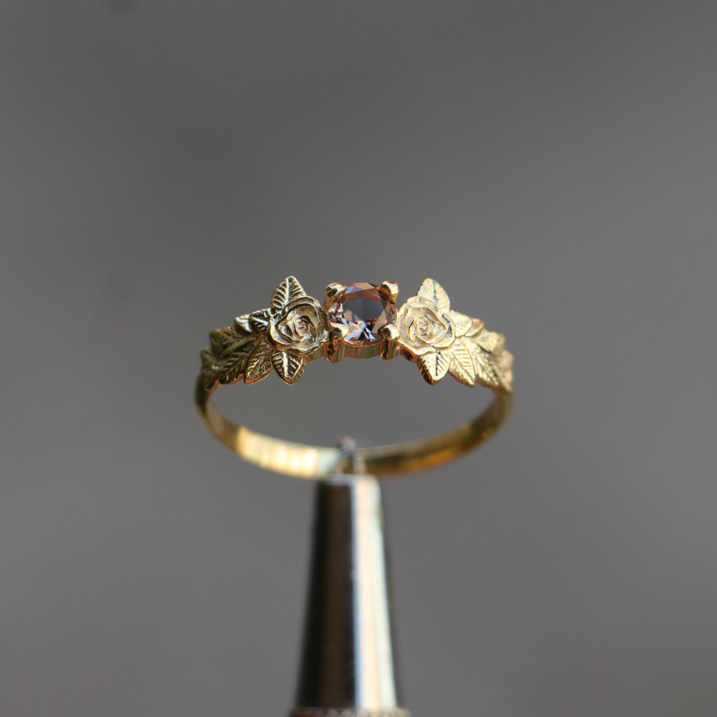 Leaves Garnet 925 Silver Gold Plated Ring