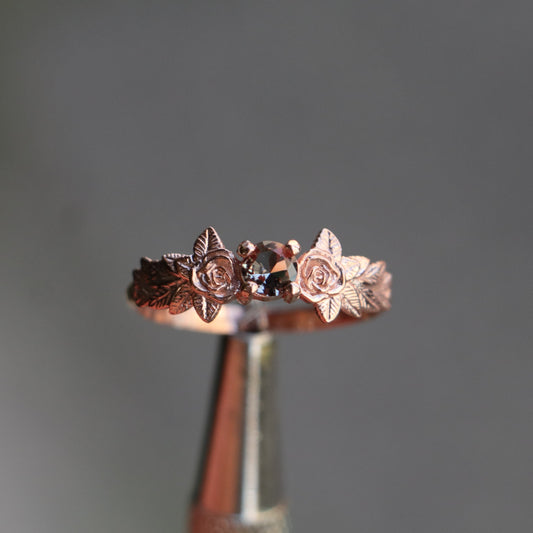 Leaves Garnet 925 Silver Gold Plated Ring