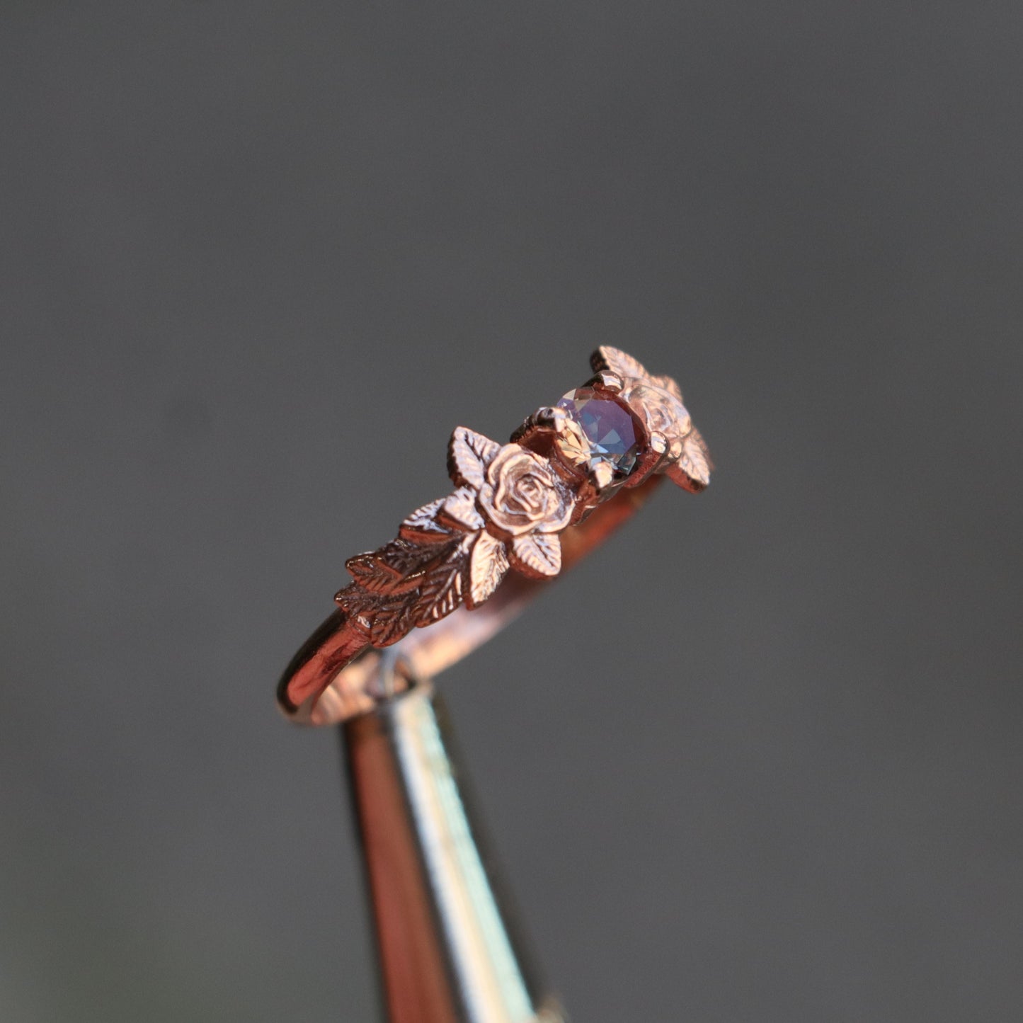 Leaves Garnet 925 Silver Gold Plated Ring