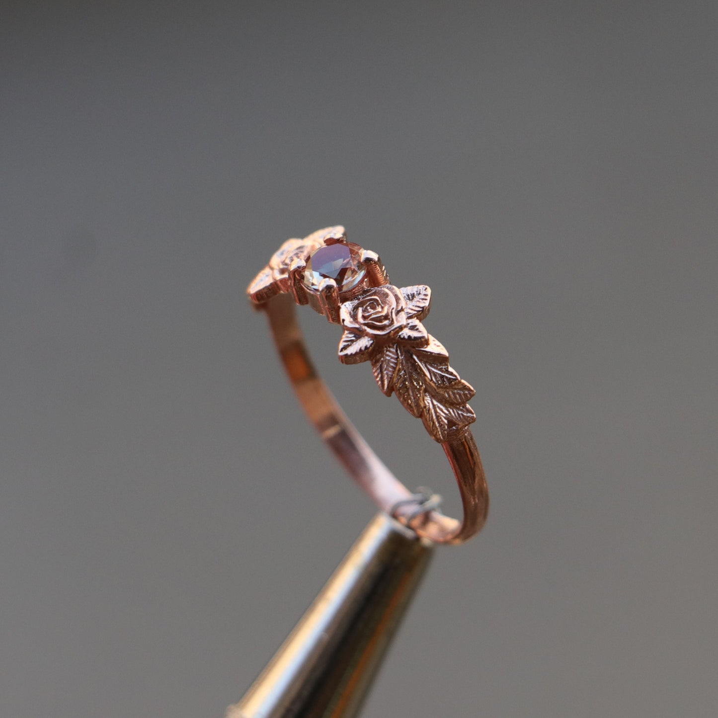 Leaves Garnet 925 Silver Gold Plated Ring
