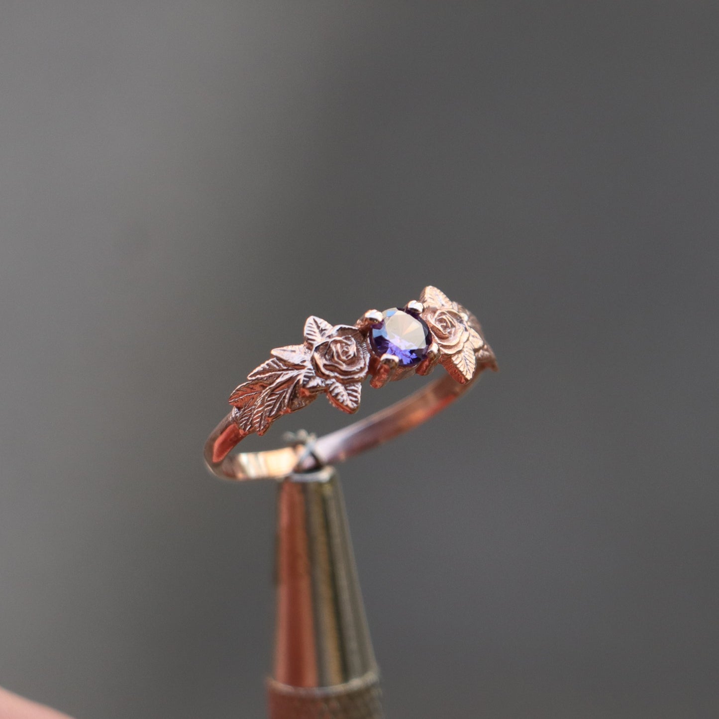 Leaves Garnet 925 Silver Gold Plated Ring