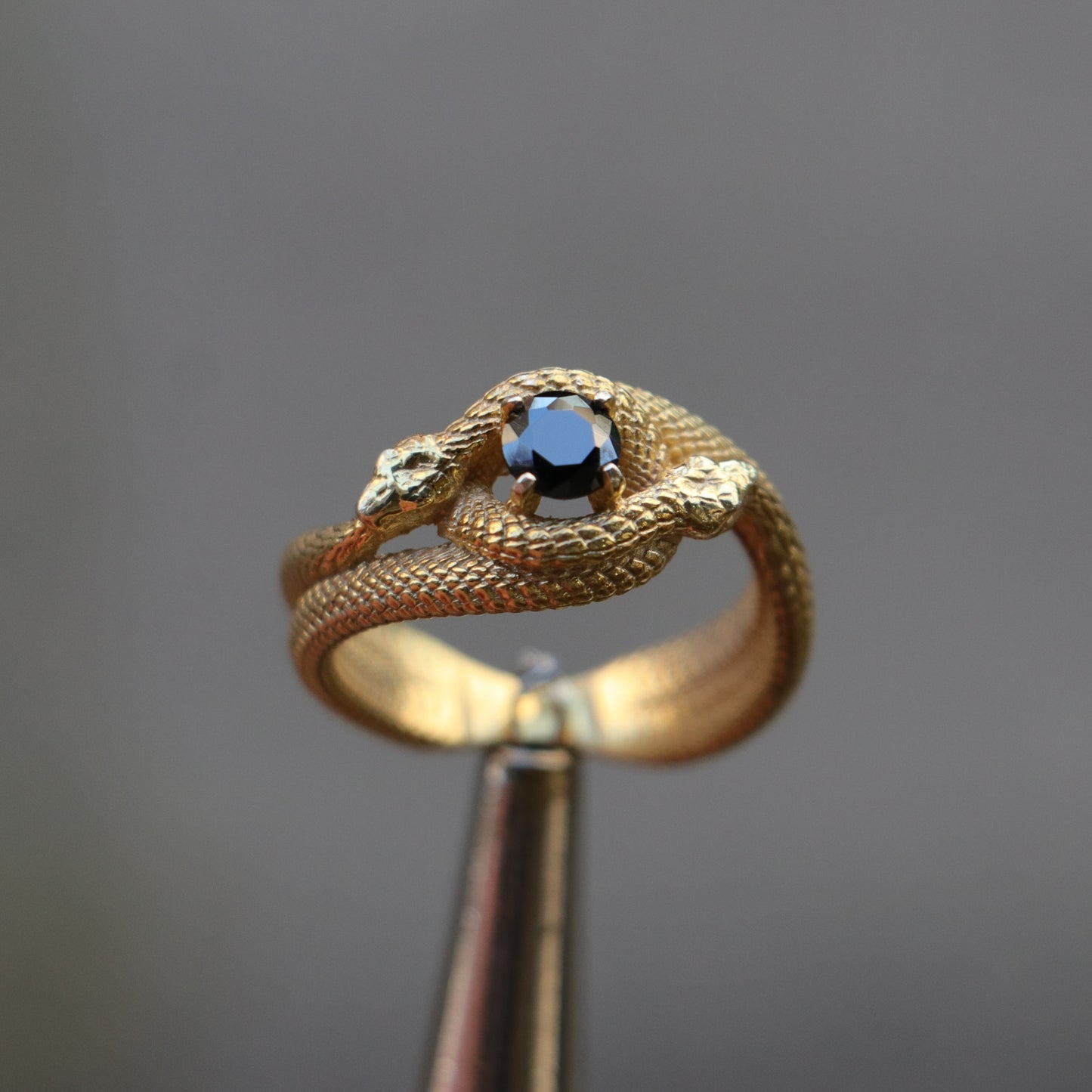 Tanzanite Ouroboros 925 Silver Gold Plated Ring