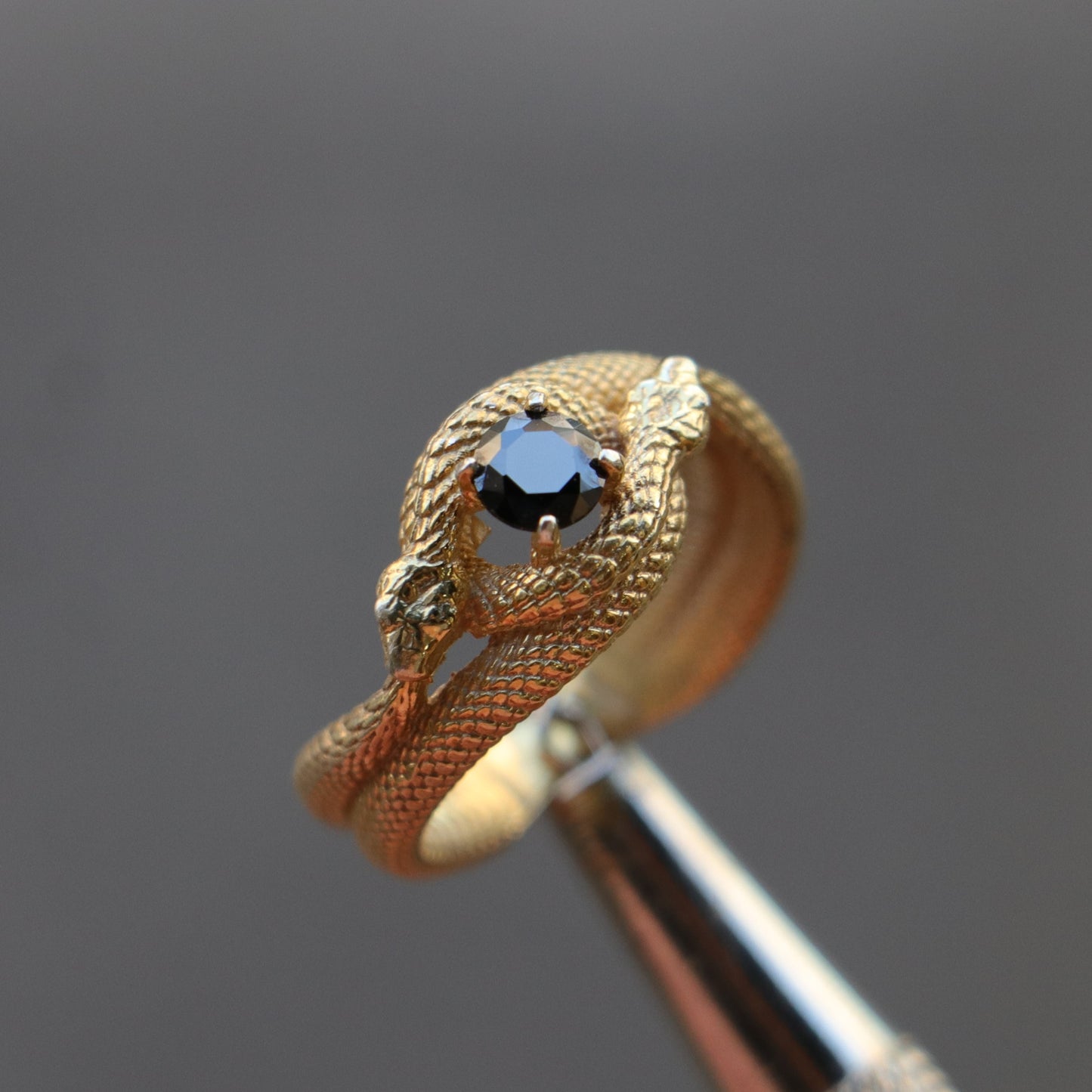 Tanzanite Ouroboros 925 Silver Gold Plated Ring