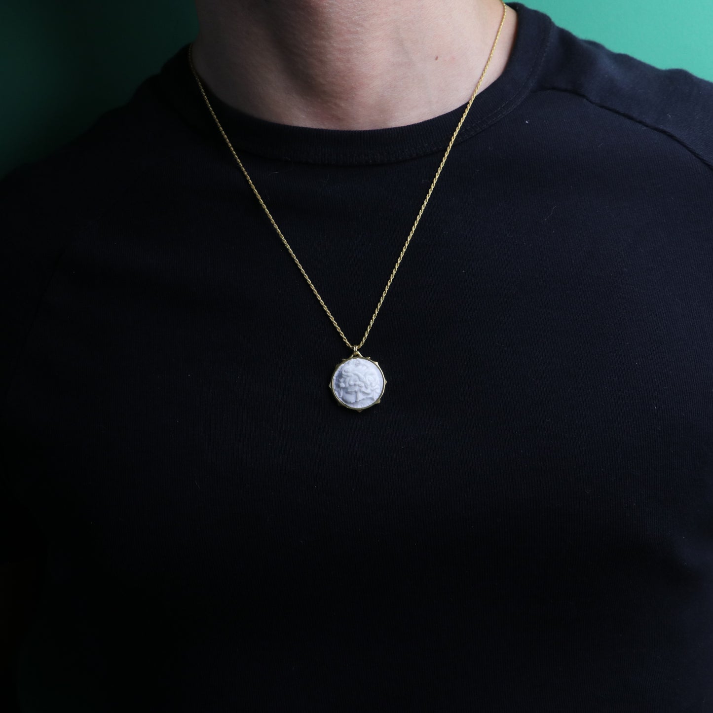 Marble Lion 925 Silver Gold Plated Necklace