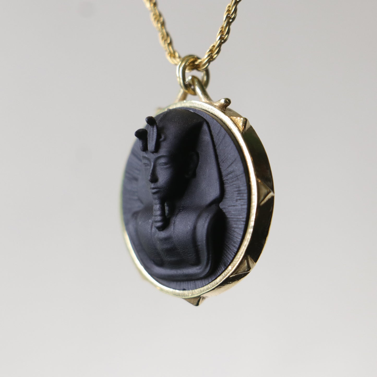 Mermer Tutankhamun 925 Gümüş Altın Kaplama Kolye