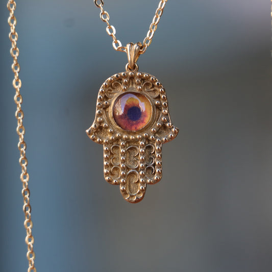 Fatma's Hand Brown Eye Necklace