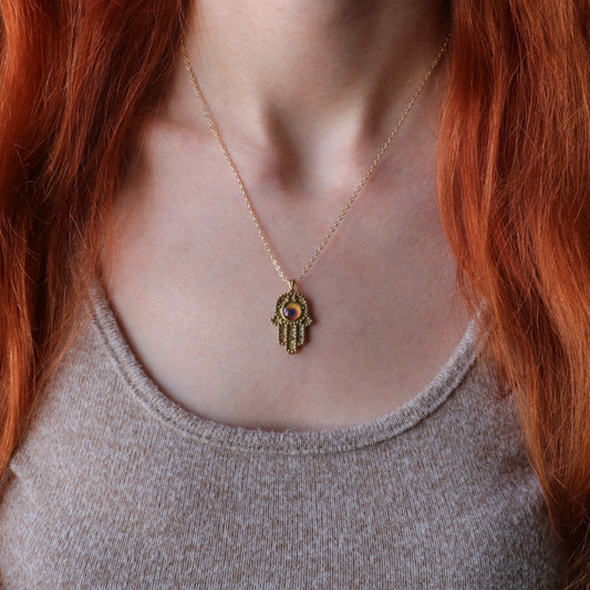 Fatma’nın Eli (Hamsa) Kolye (Tüm Gözler ve Maden Seçenekleri)