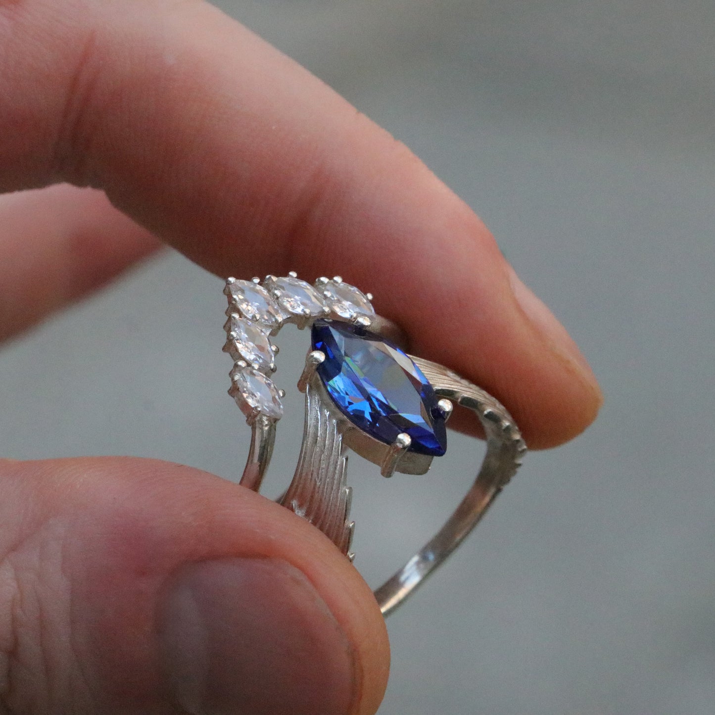Kanat Safir 925 Gümüş Yüzük Set