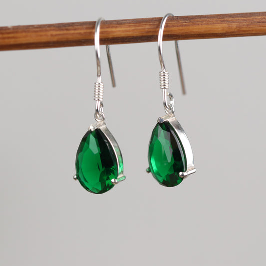 Damla Zümrüt Taşlı 925 Gümüş Küpe