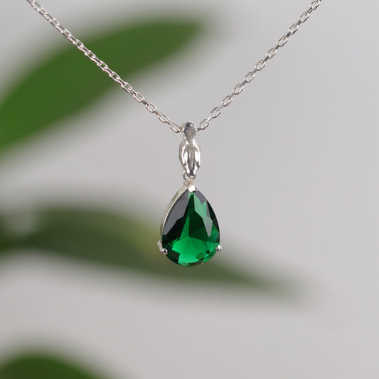 Damla Zümrüt 925 Gümüş Yılan Kulp Kolye