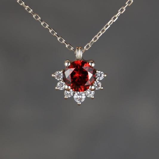 Ruby and Moissanite 925 Silver Necklace