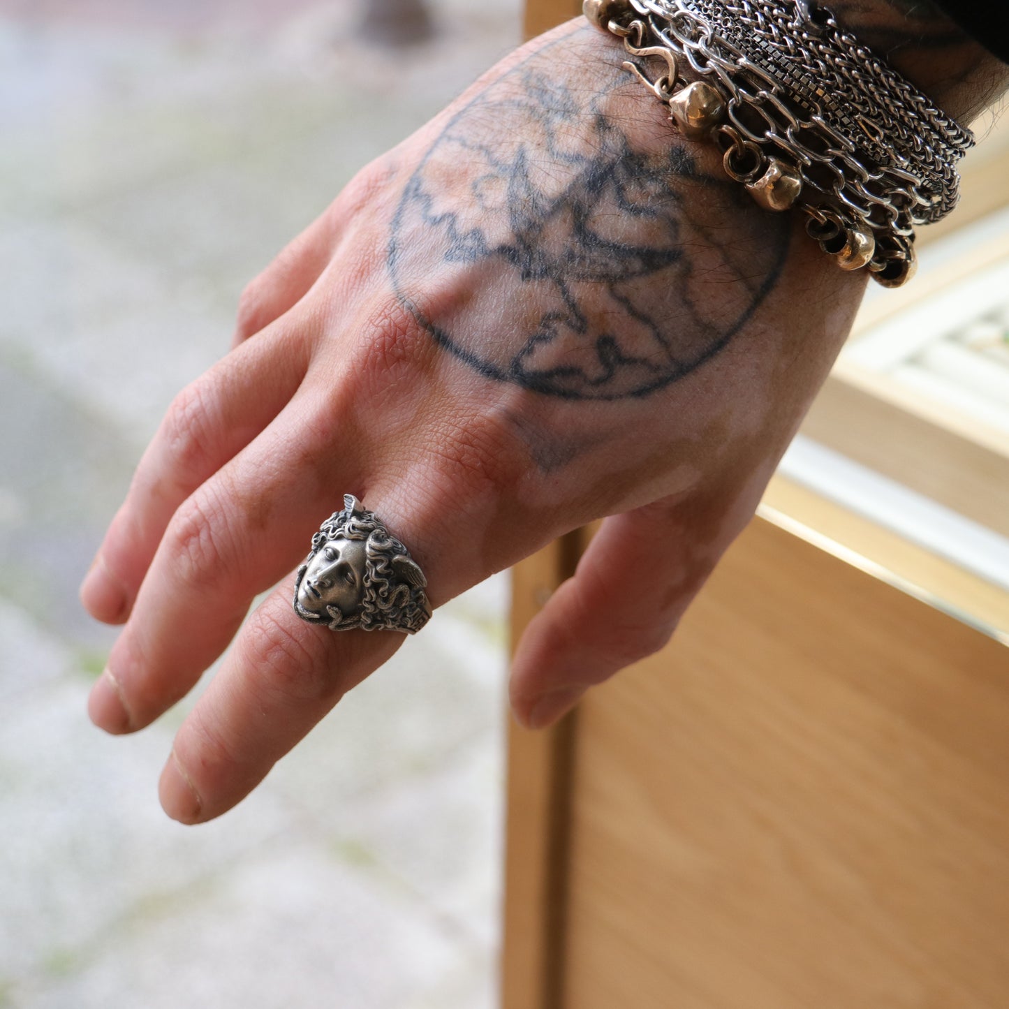 Gorgon Medusa 925 Silver Men's Ring