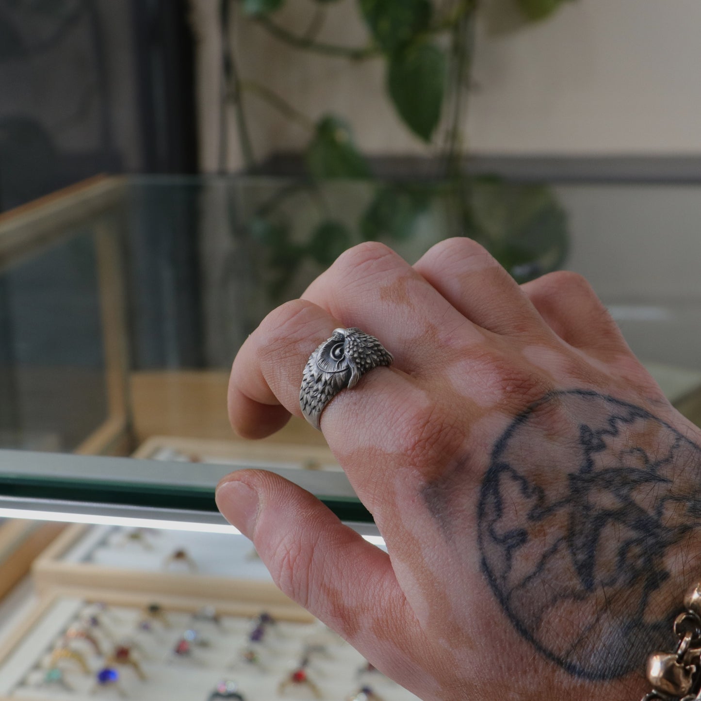 Owl 925 Silver Men's Ring
