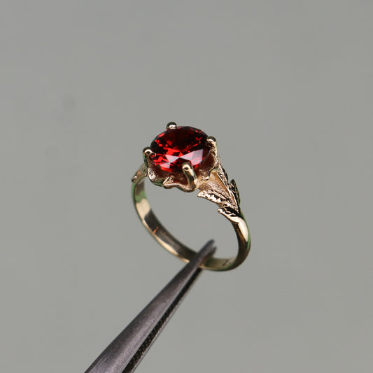 Garnet 1.00 Carat 925 Silver Ring