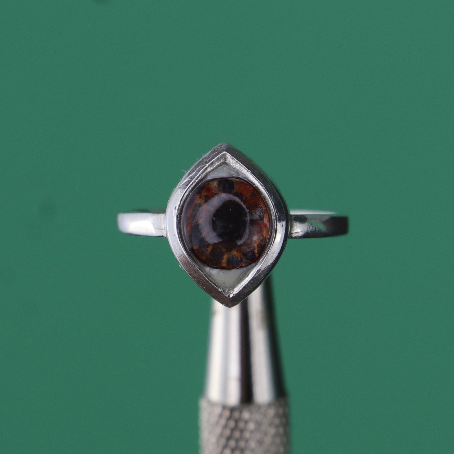 Brown Glass Eye 925 Silver Ring