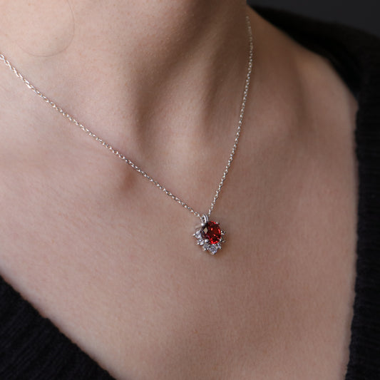 Ruby ve Mozanit 925 Gümüş Kolye