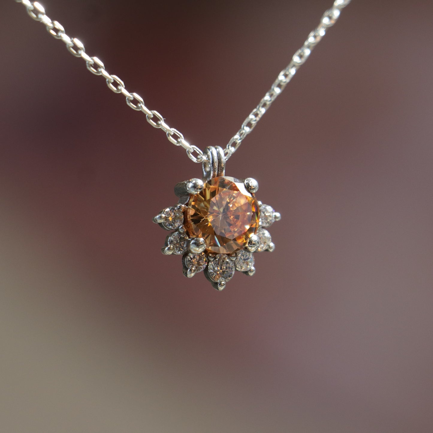 Sitrin ve Mozanit 925 Gümüş Kolye