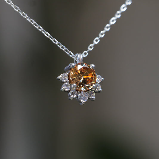 Citrine and Moissanite 925 Silver Necklace