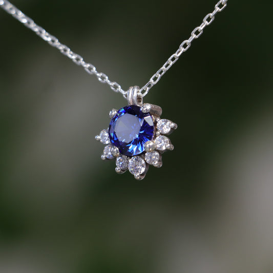 Tanzanite and Moissanite 925 Silver Necklace