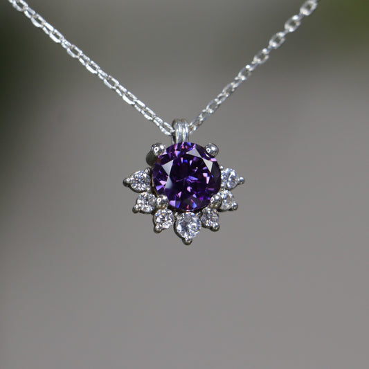 Amethyst and Moissanite 925 Silver Necklace