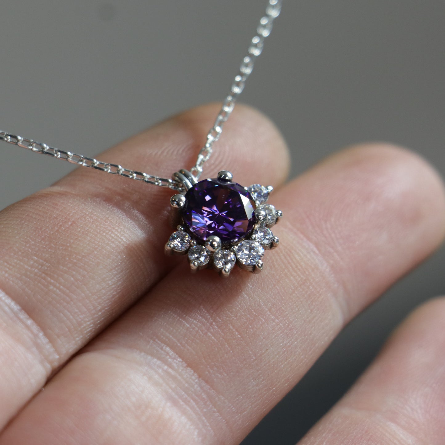 Amethyst and Moissanite 925 Silver Necklace