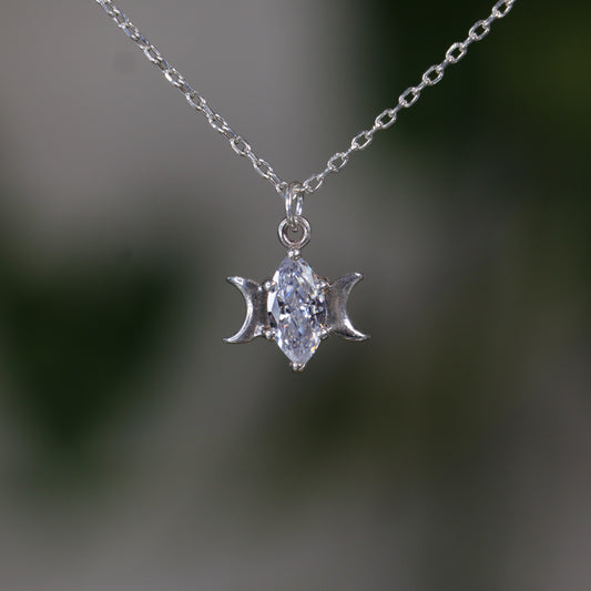 Moon Goddess Marquise Moissanite 925 Silver Necklace