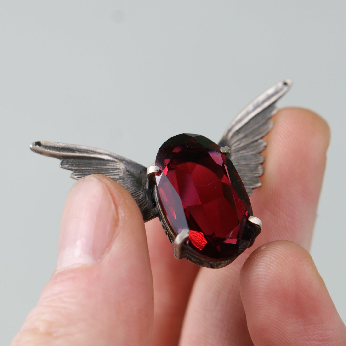 Garnet Melek Kanadı 925 Gümüş Kolye