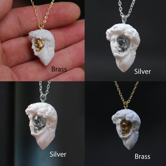 Marble Lion 925 Silver Gold Plated Necklace