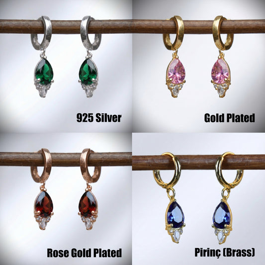 925 Silver Earring with Drop Jade Stone