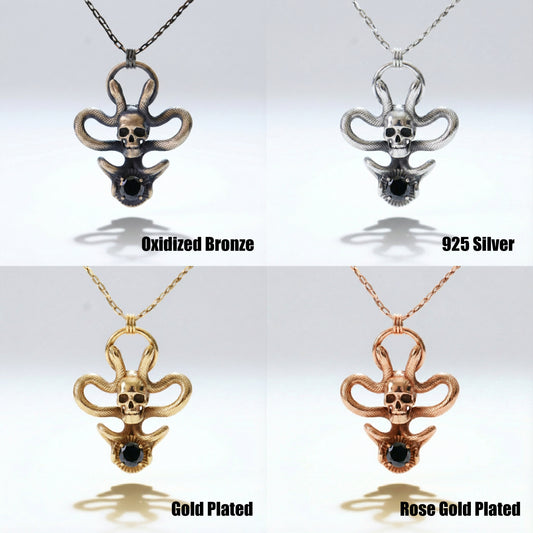 Memento Mori and Snake Amethyst Necklace