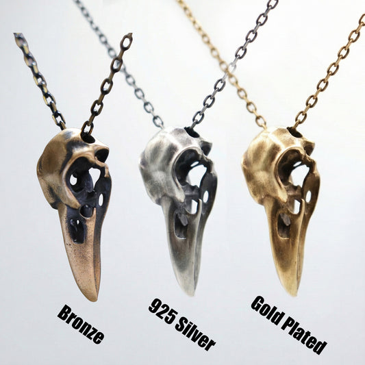 Mini Raven Skull 925 Silver Necklace