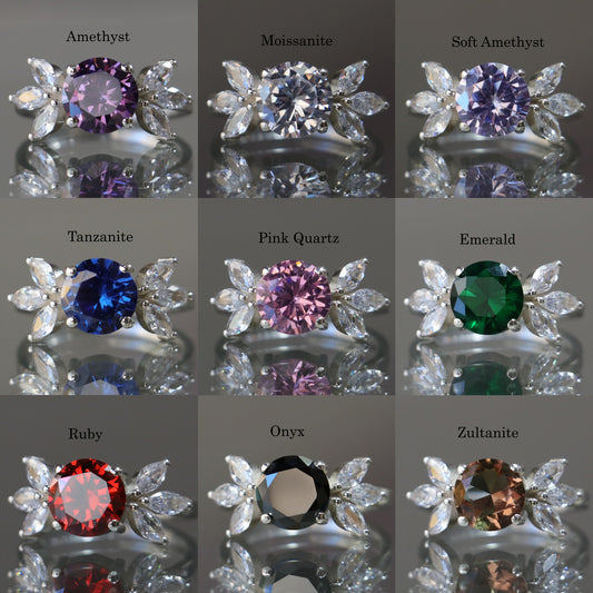 Diamond Cut Zultanite and Marquise Moissanite 925 Silver Ring